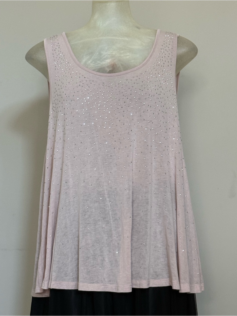 Jennifer Lopez Pale Pink Rhinestone Swing Tank Size L - Picture 2 of 8